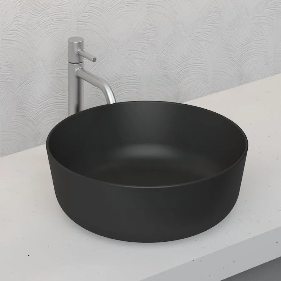 415x415x135mm Bathroom Round Above Counter Matt Black Ceramic Wash Basin