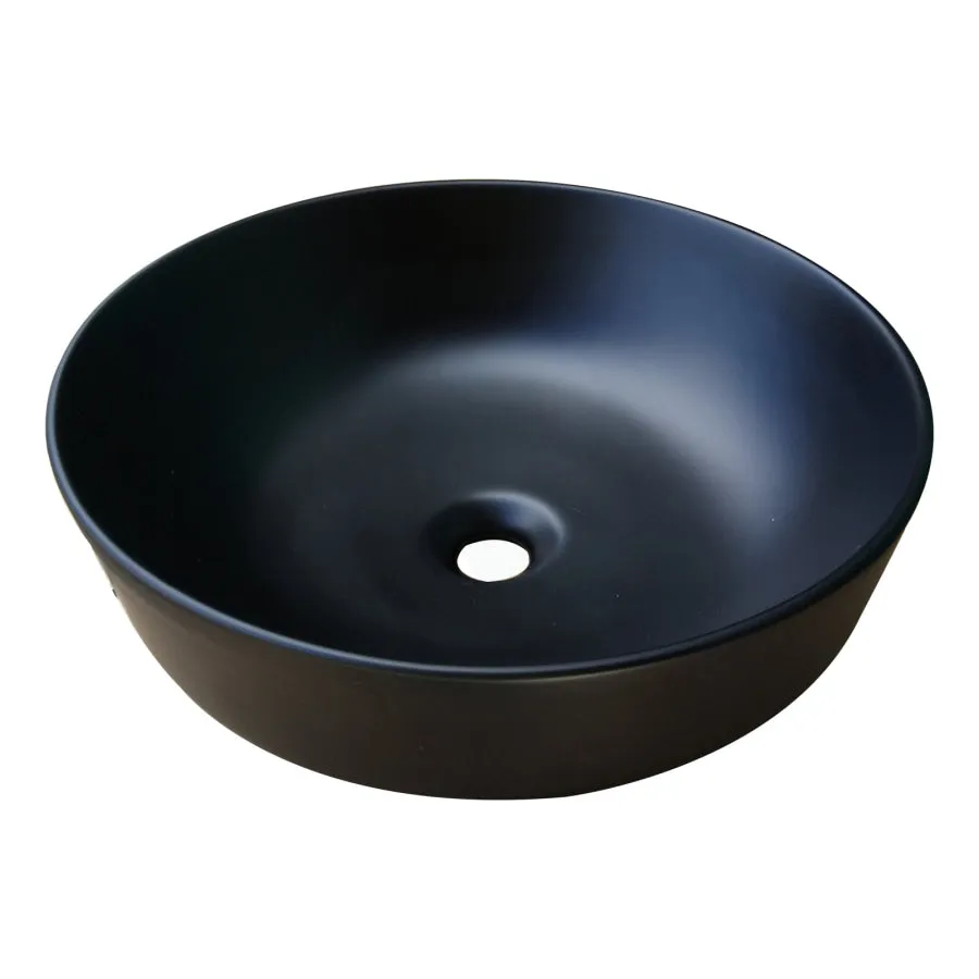 415x415x135mm Bathroom Round Above Counter Matt Black Ceramic Wash Basin