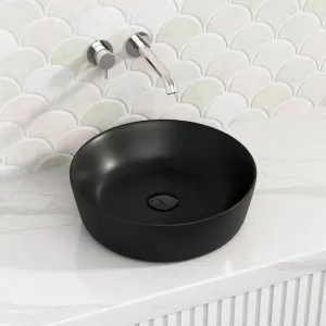 415x415x135mm Bathroom Round Above Counter Matt Black Ceramic Wash Basin