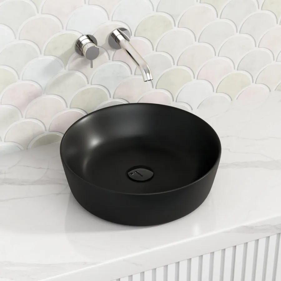 415x415x135mm Bathroom Round Above Counter Matt Black Ceramic Wash Basin