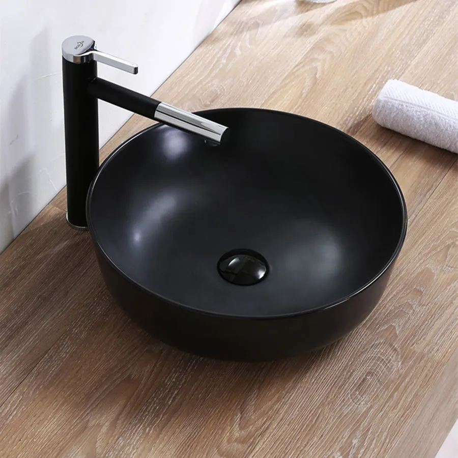 415x415x135mm Bathroom Round Above Counter Matt Black Ceramic Wash Basin