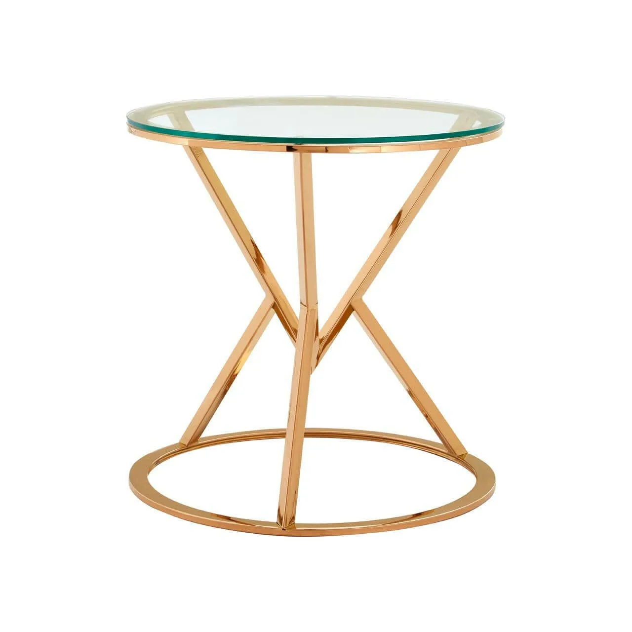 Allez Corseted Round Rose Gold End Table