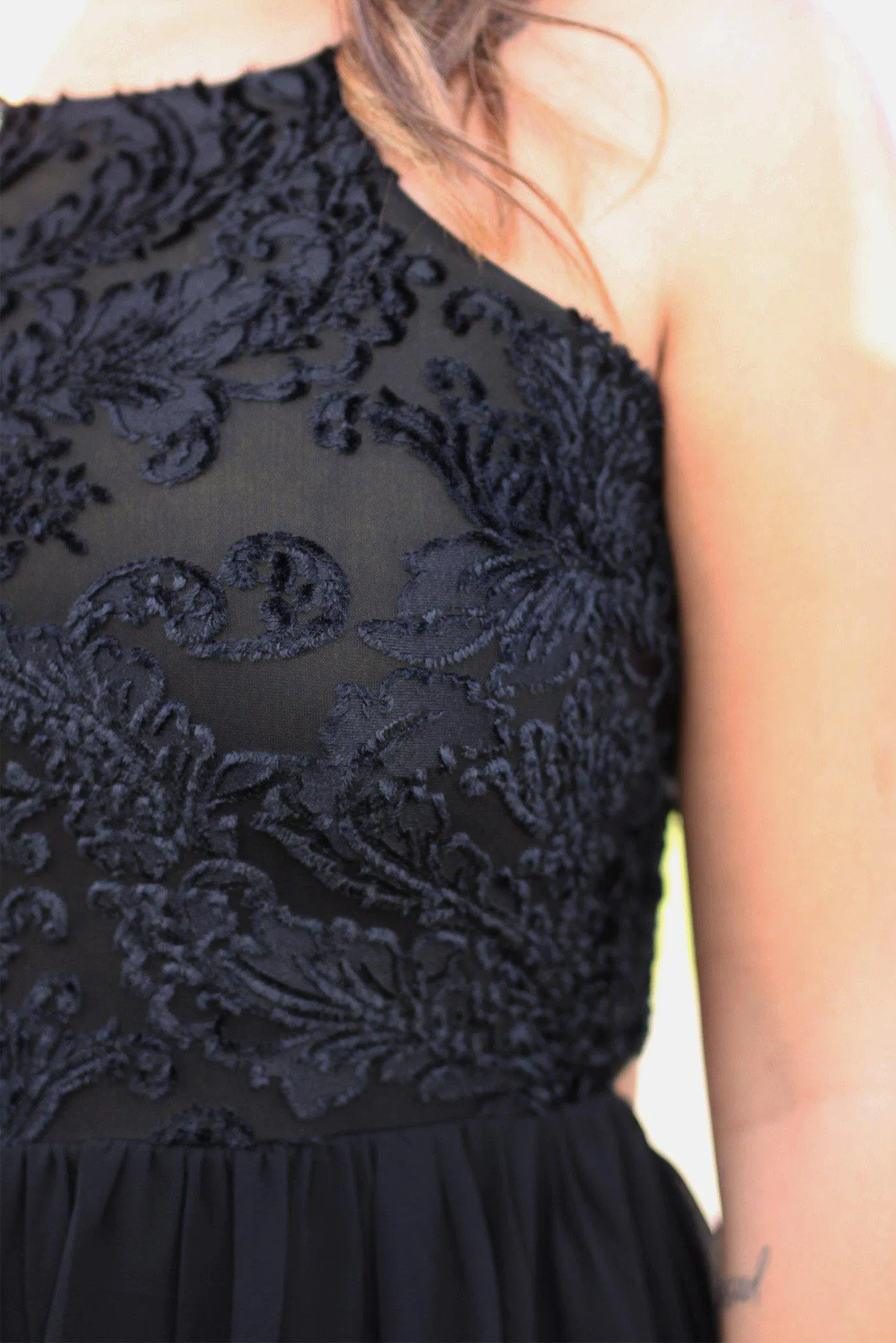 Black Maxi Dress with Velvet Top