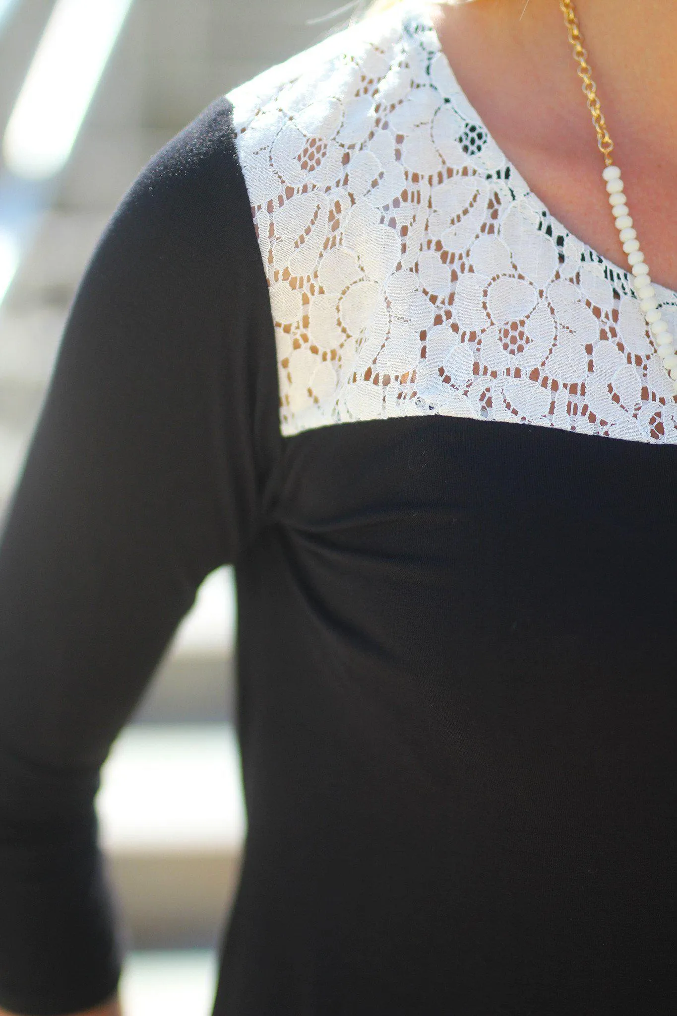 Black Open Back Top with Lace Detail