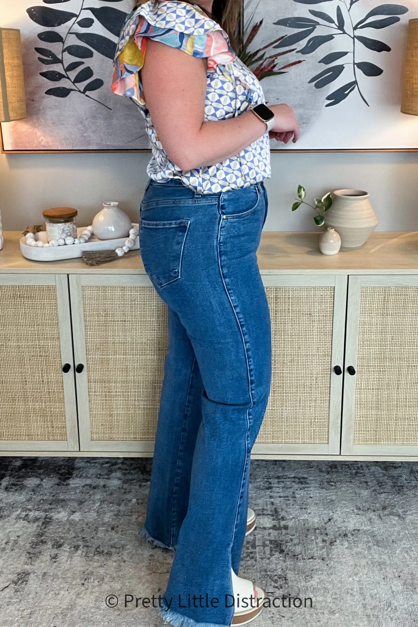 Caitlin High Rise Split Hem Straight Jeans