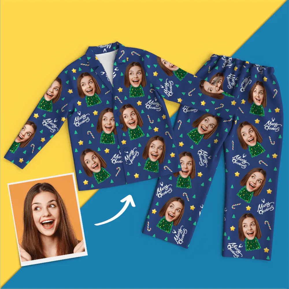 Christmas Gifts Custom Face On Pajamas Christmas Tree Pajamas