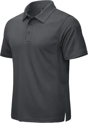 CRYSULLY Polo Shirts for Men Golf Shirt Short Sleeve Tactical Performance Polo T Shirts Dry Fit for Work, Fishing, Hiking