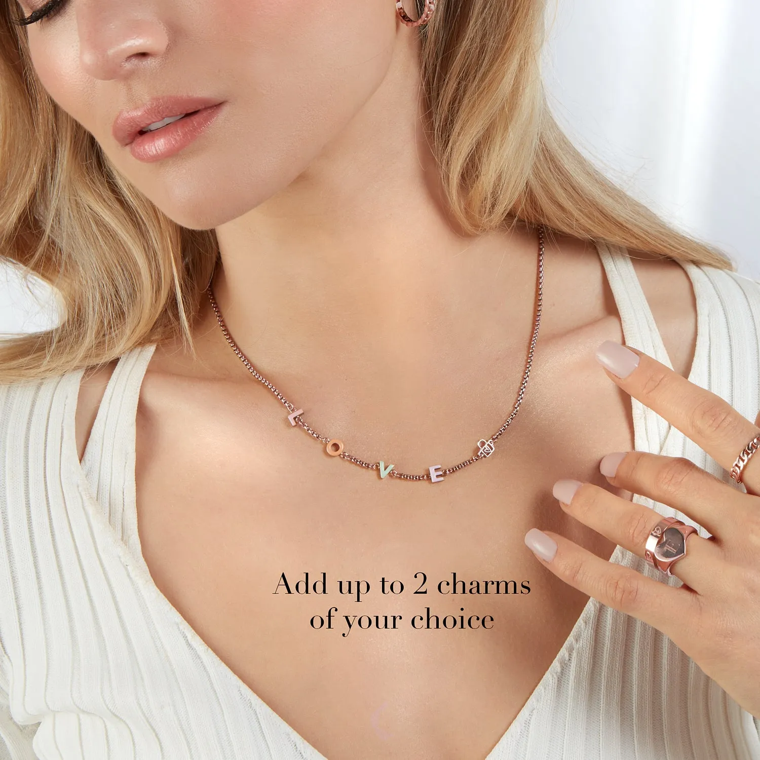 Custom Enamel Name Necklace (Rose Gold)