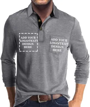 Custom Polo Shirts for Men Short/Long Sleeve Customized Golf Shirt Design Your Own Personalized T-Shirt with Pocket