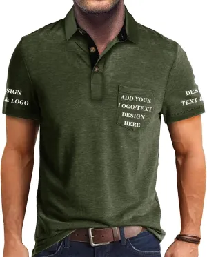 Custom Polo Shirts for Men Short/Long Sleeve Customized Golf Shirt Design Your Own Personalized T-Shirt with Pocket