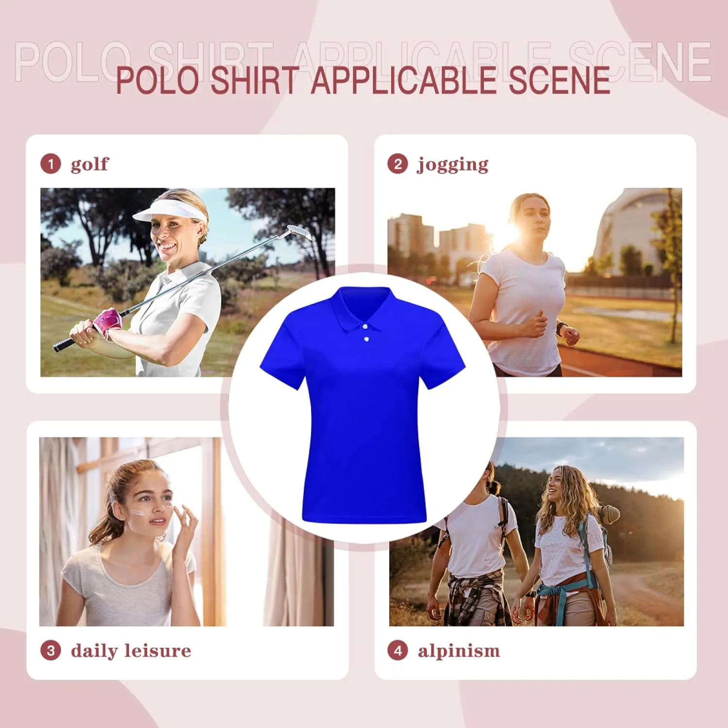 Custom Polo Shirts for Women Design Your Own Text Logo Photo Personalized Customized Golf Shirts Front Back Print