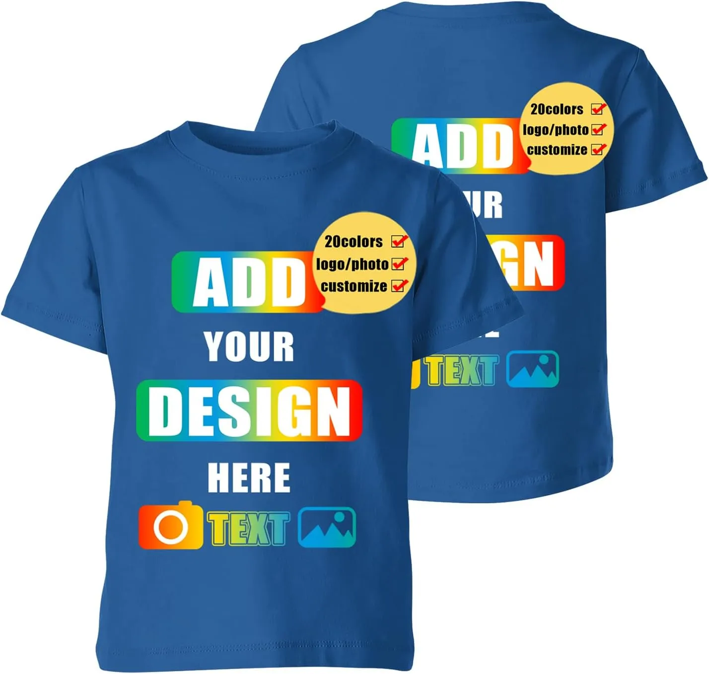 Custom T Shirts, Customized Your Own Crewneck Tee Shirt, Personalized Design Image/Text/Photo Cotton Tshirt, Men Women