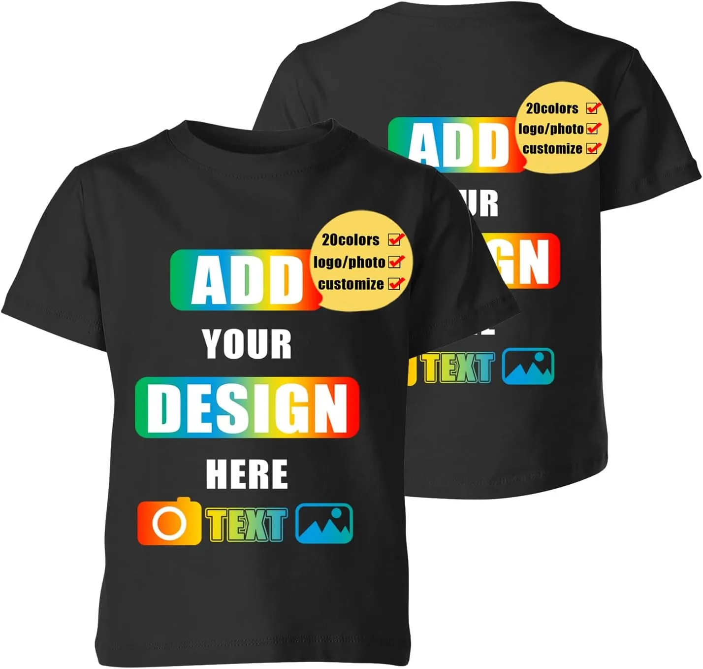 Custom T Shirts, Customized Your Own Crewneck Tee Shirt, Personalized Design Image/Text/Photo Cotton Tshirt, Men Women