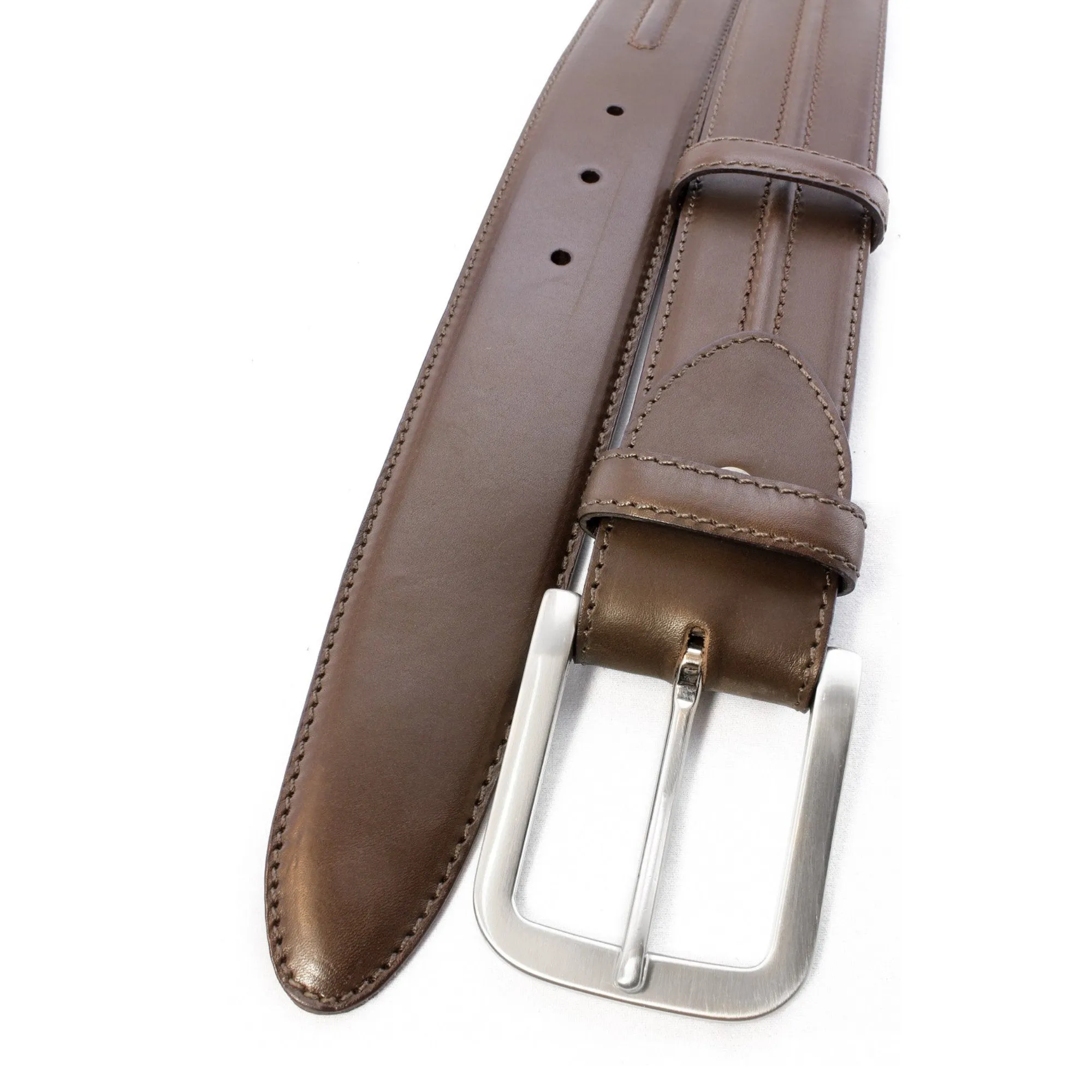 Dark choc burnished ridge detail belt