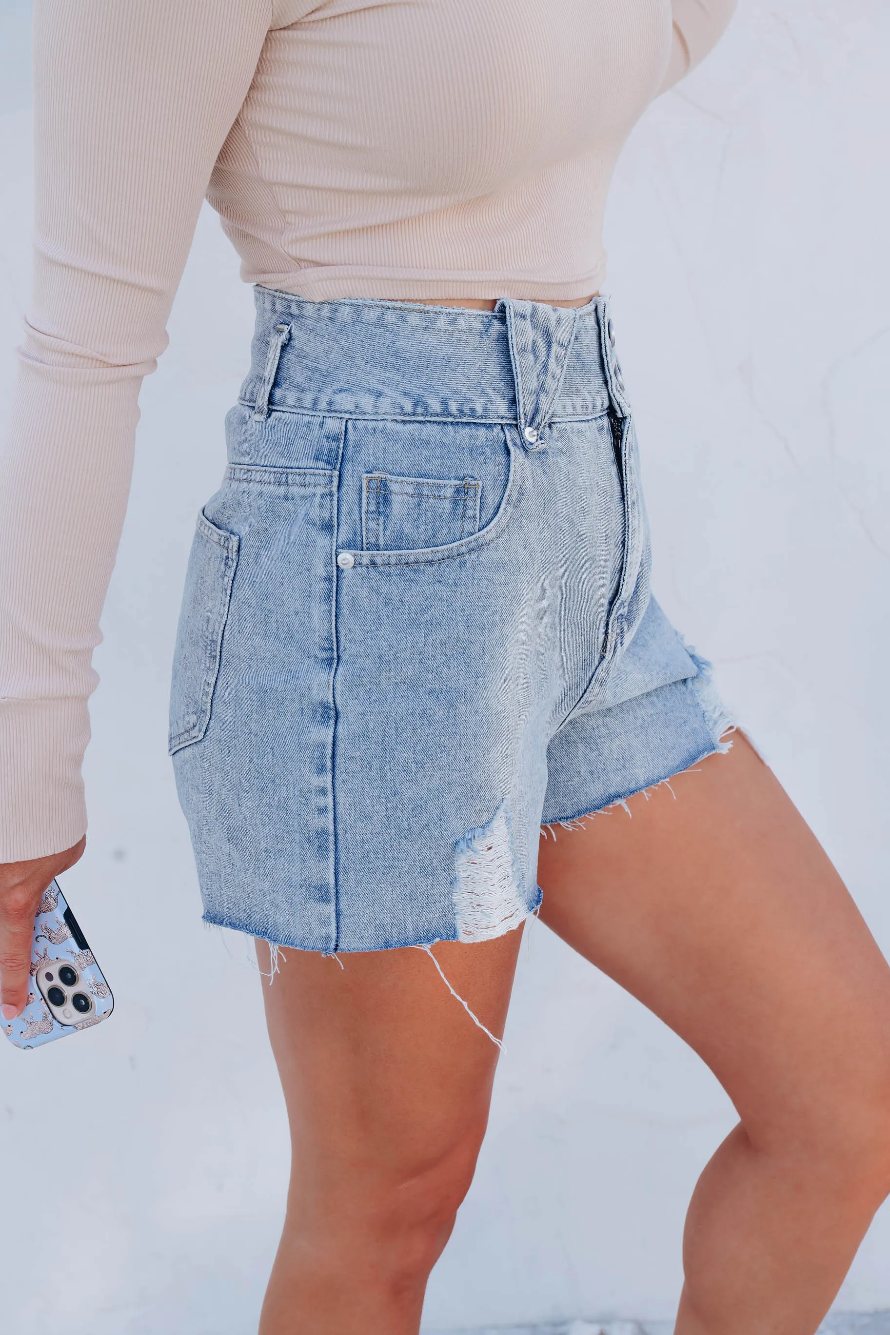 Duffy Distressed Hem Denim Shorts