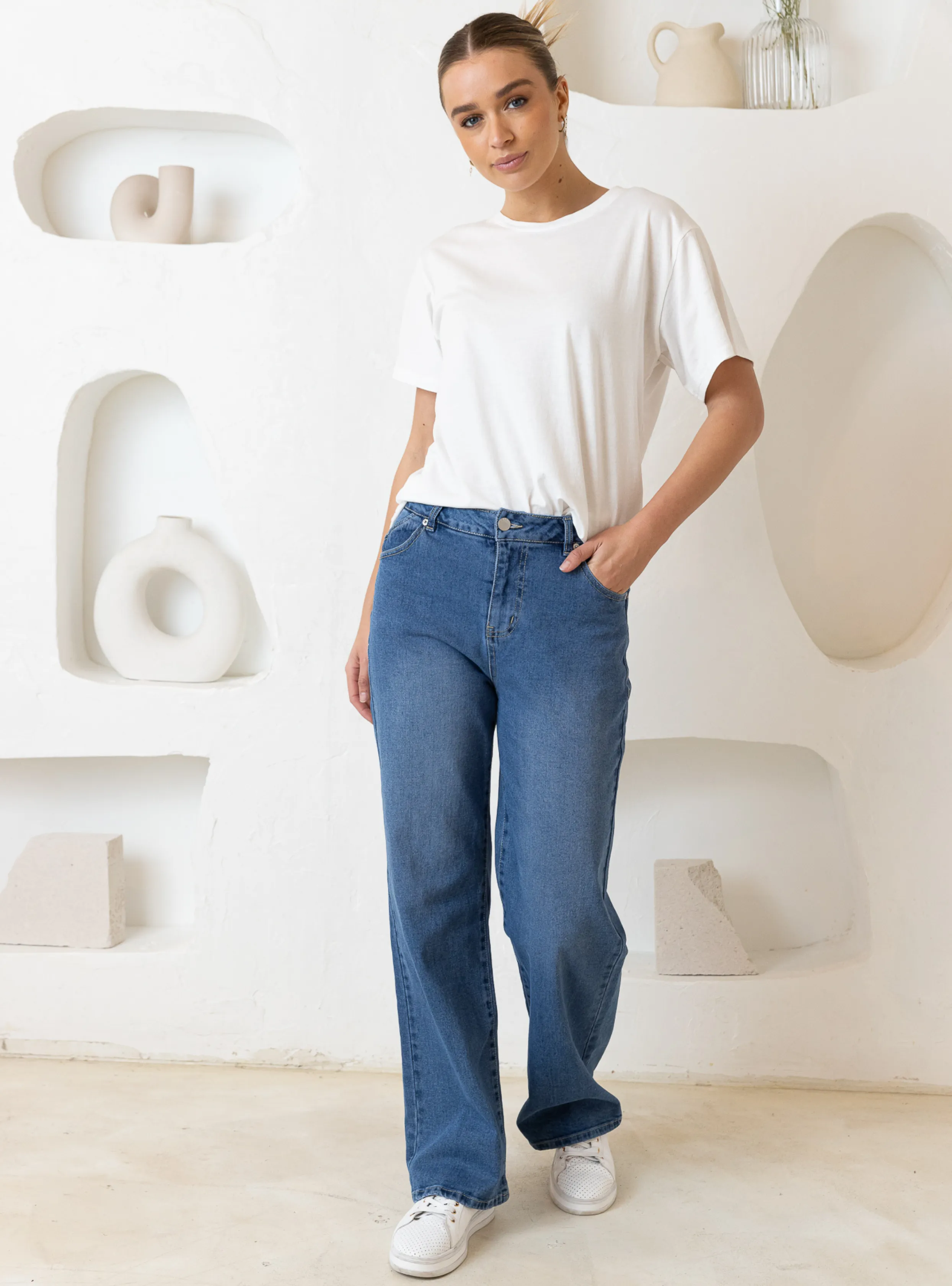 EMERALD HIGH WAISTED WIDE LEG JEANS - 80 Wash