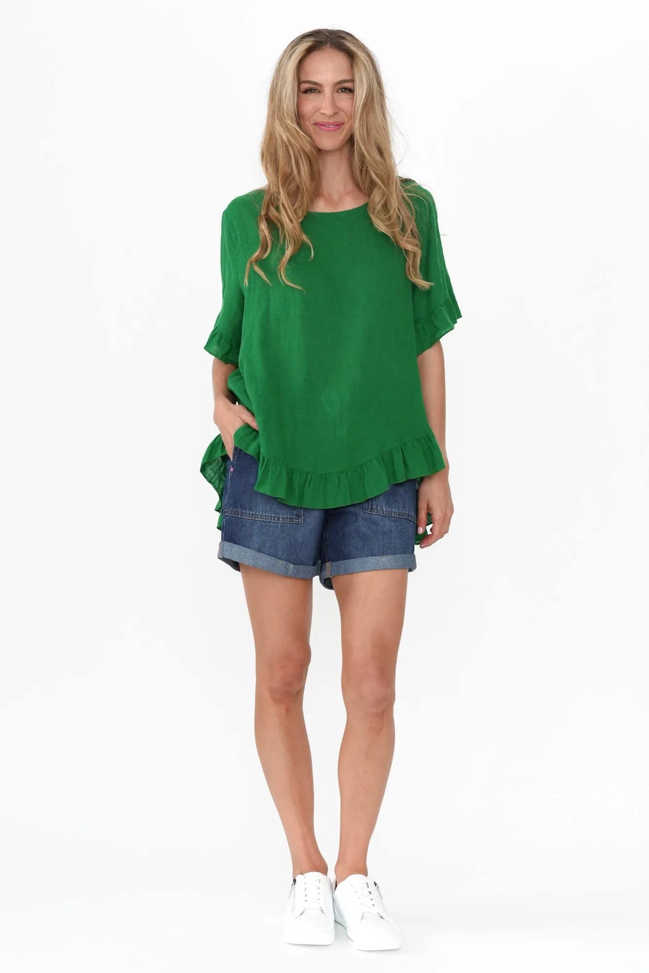 Emma Dark Blue Denim Relaxed Shorts