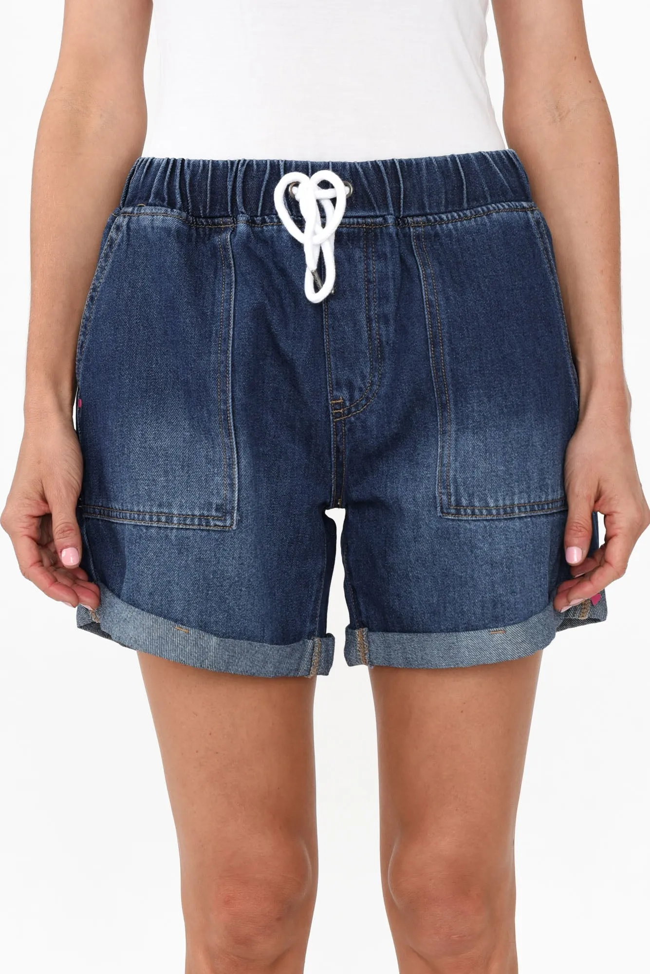 Emma Dark Blue Denim Relaxed Shorts