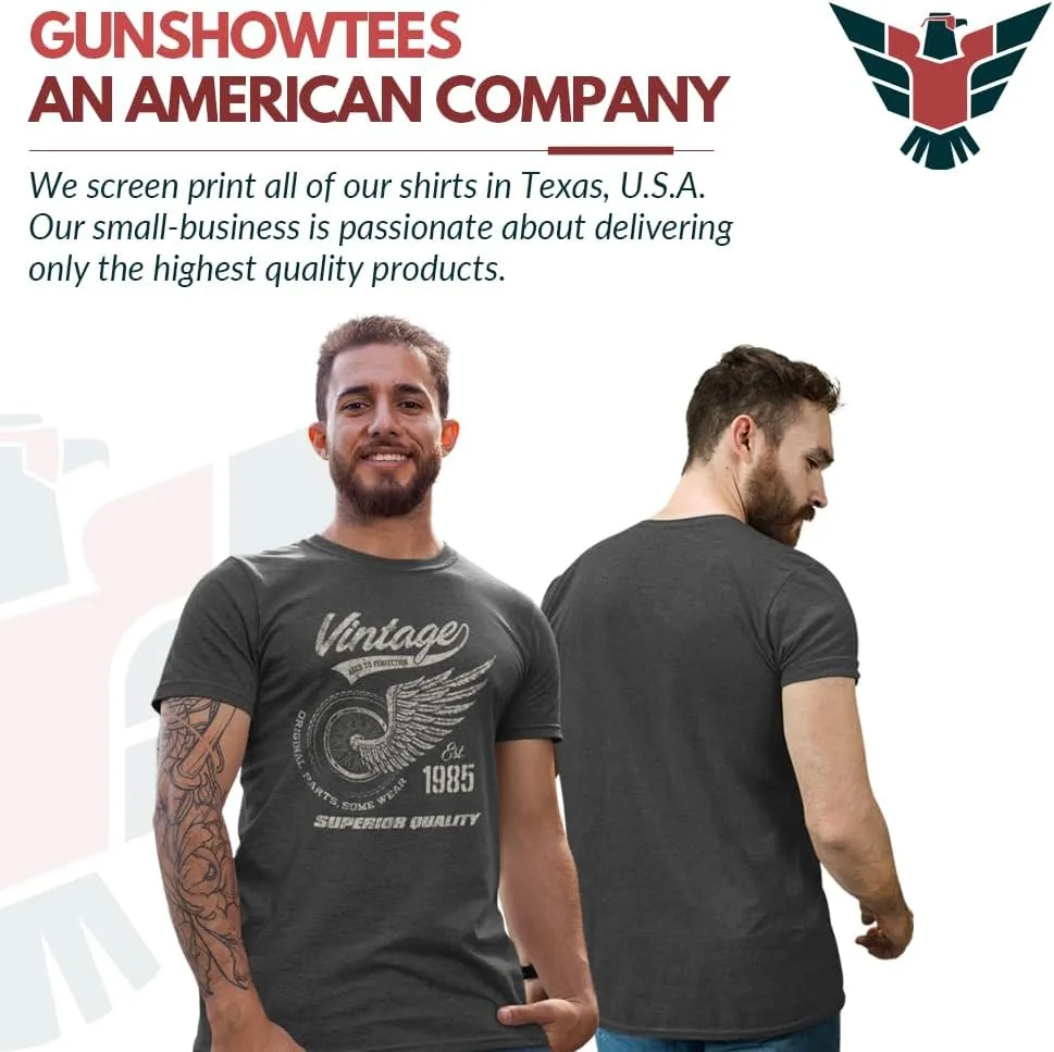 GunShowTees 40th Birthday Gift 1985 Vintage Original Parts Funny 80s Retro Inspired Graphic Tee Shirt