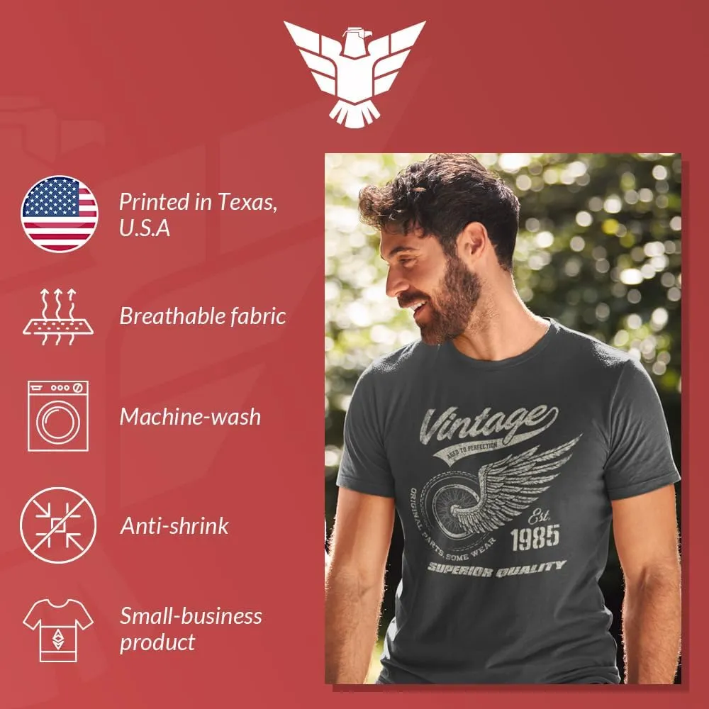 GunShowTees 40th Birthday Gift 1985 Vintage Original Parts Funny 80s Retro Inspired Graphic Tee Shirt