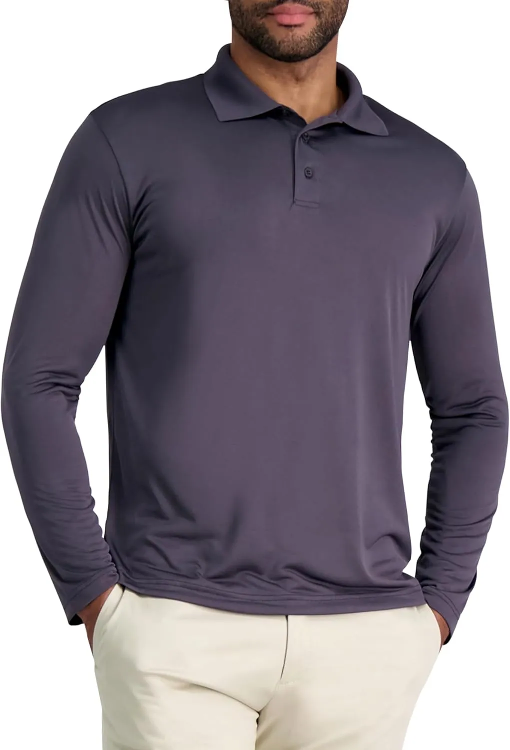 Haggar Mens Long Sleeve Stretch Polo