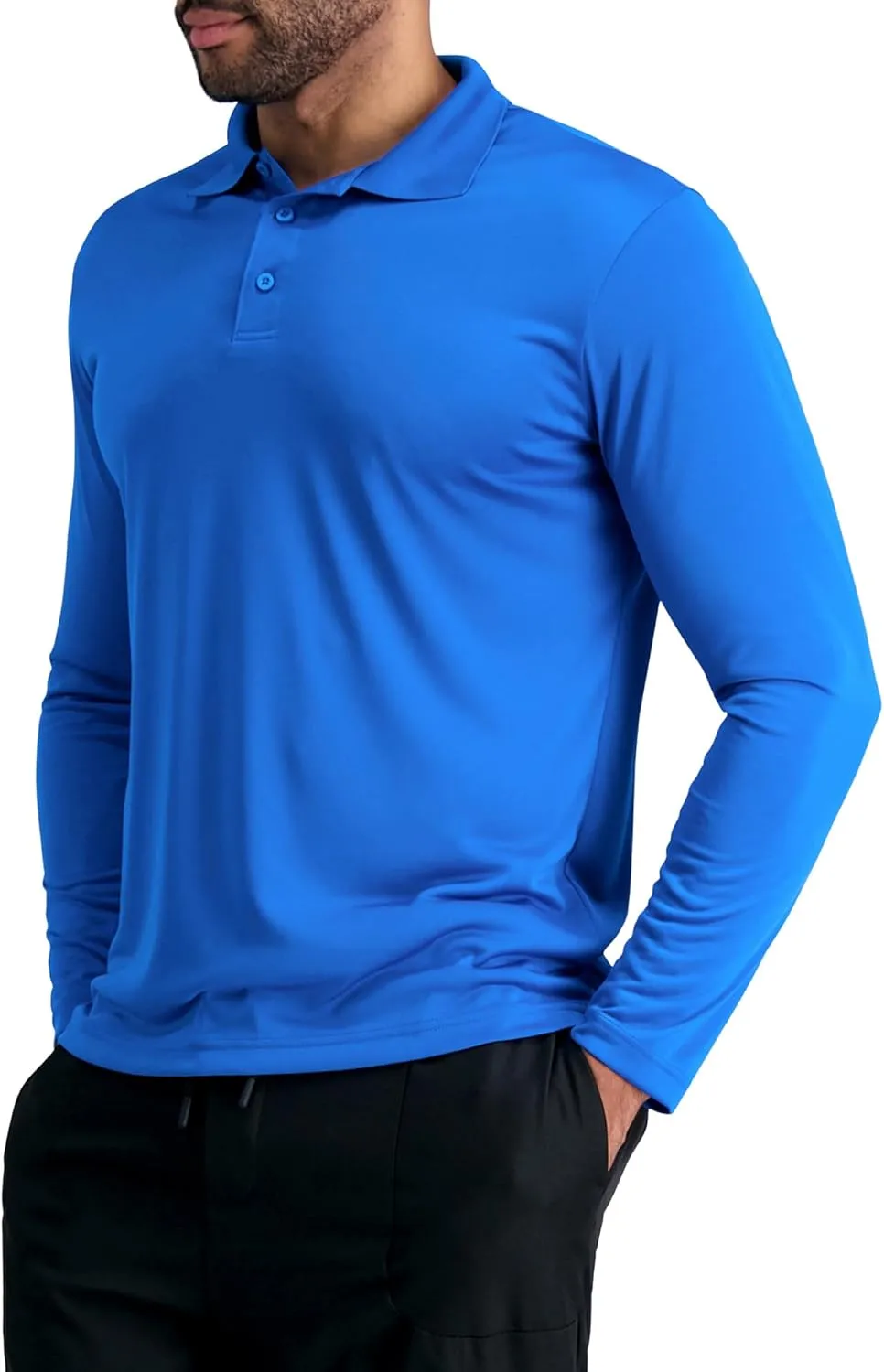Haggar Mens Long Sleeve Stretch Polo