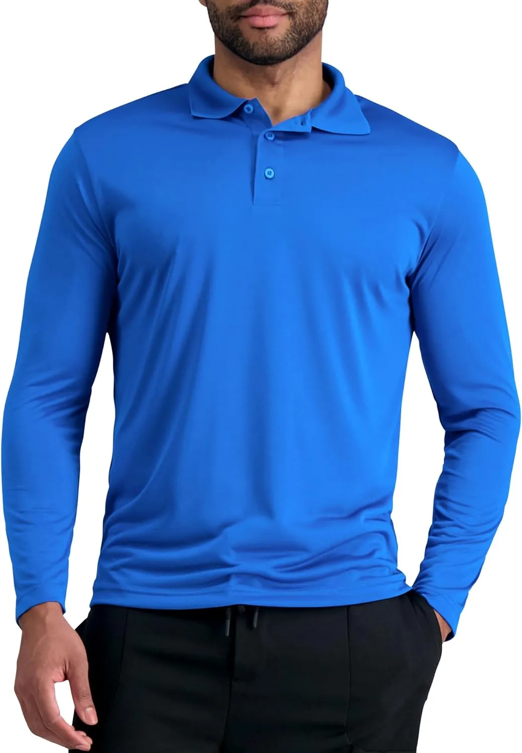 Haggar Mens Long Sleeve Stretch Polo