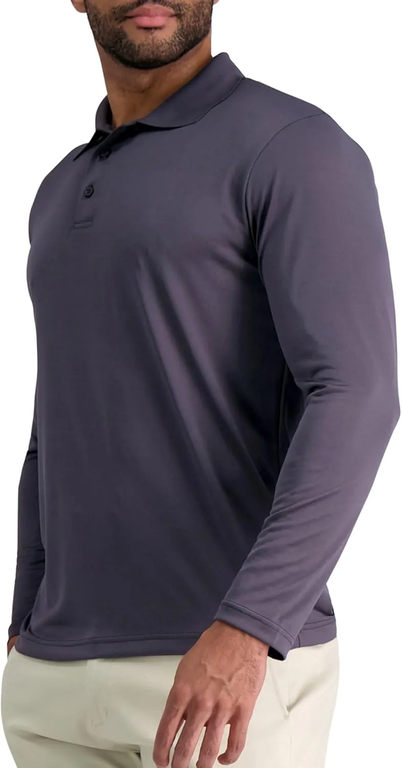 Haggar Mens Long Sleeve Stretch Polo