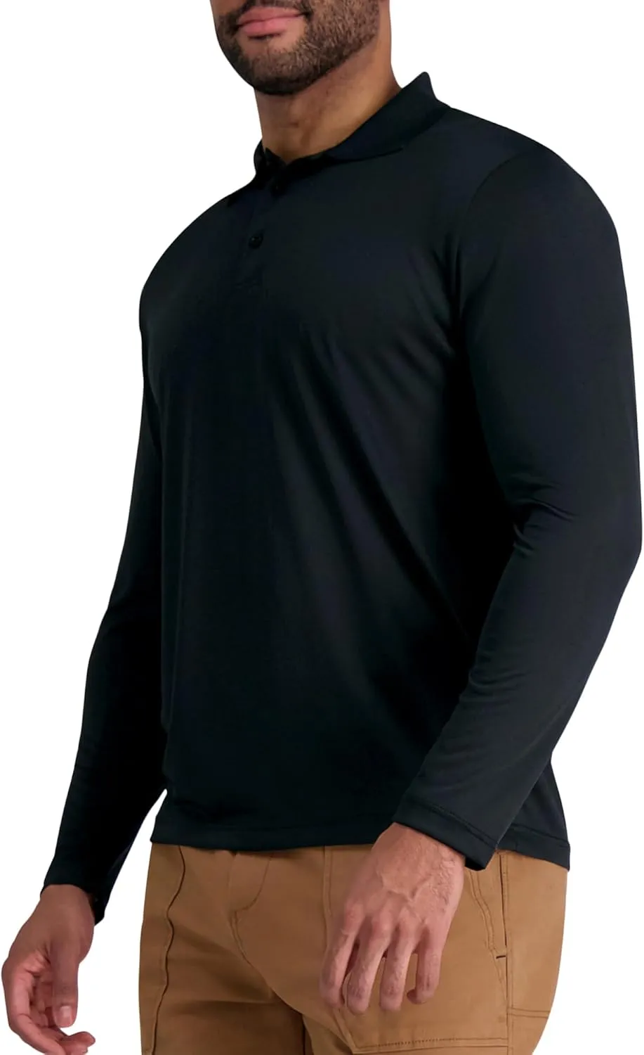 Haggar Mens Long Sleeve Stretch Polo