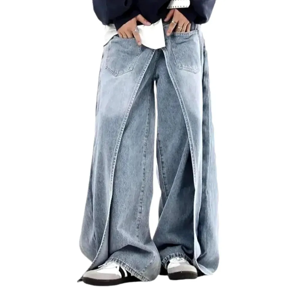 Layered mid rise street men's jeans