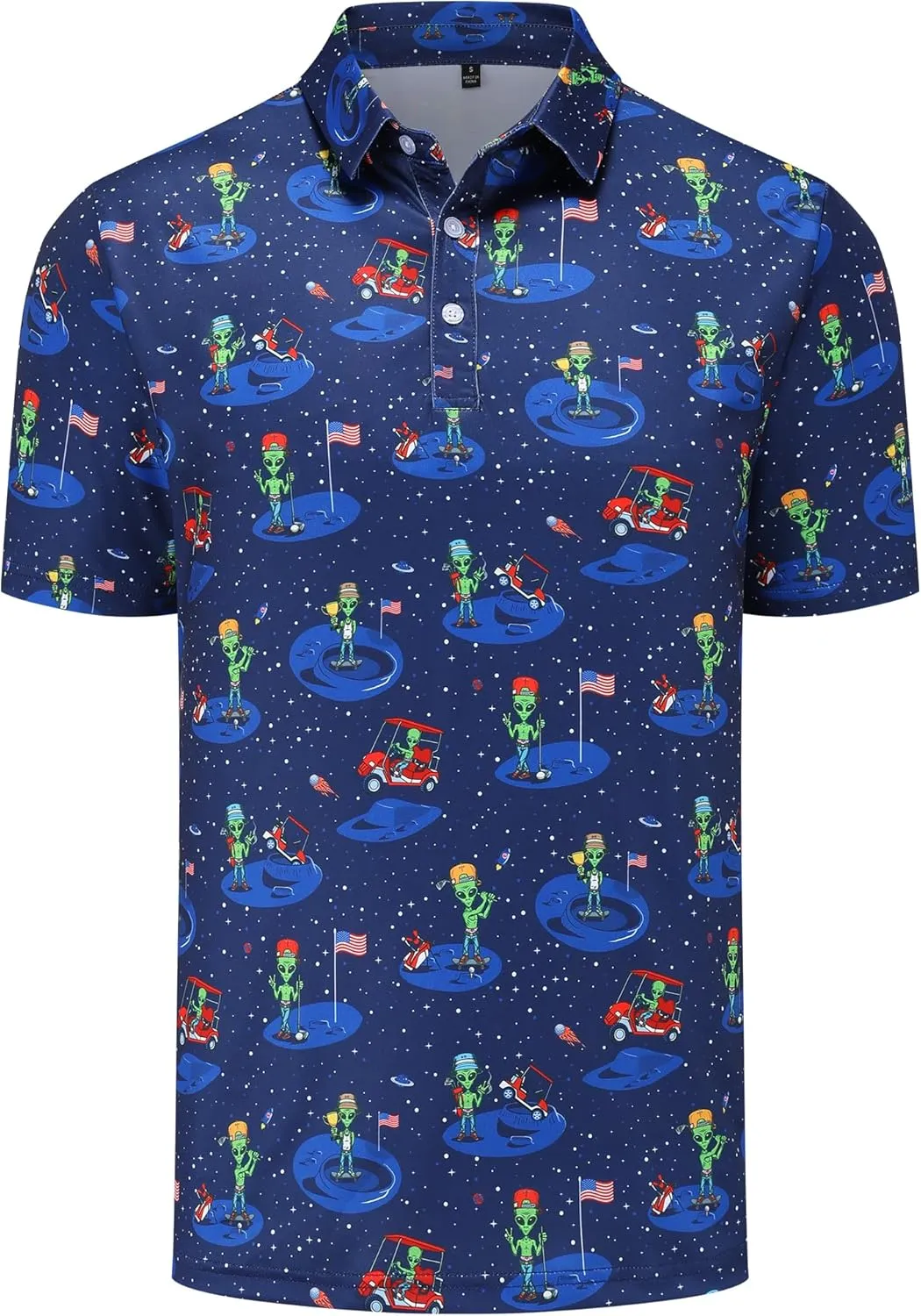 Mens Golf Polo Shirts Short Sleeve Dry Fit Print Performance Moisture Wicking Casual Funny Golf Polo Shirts for Men