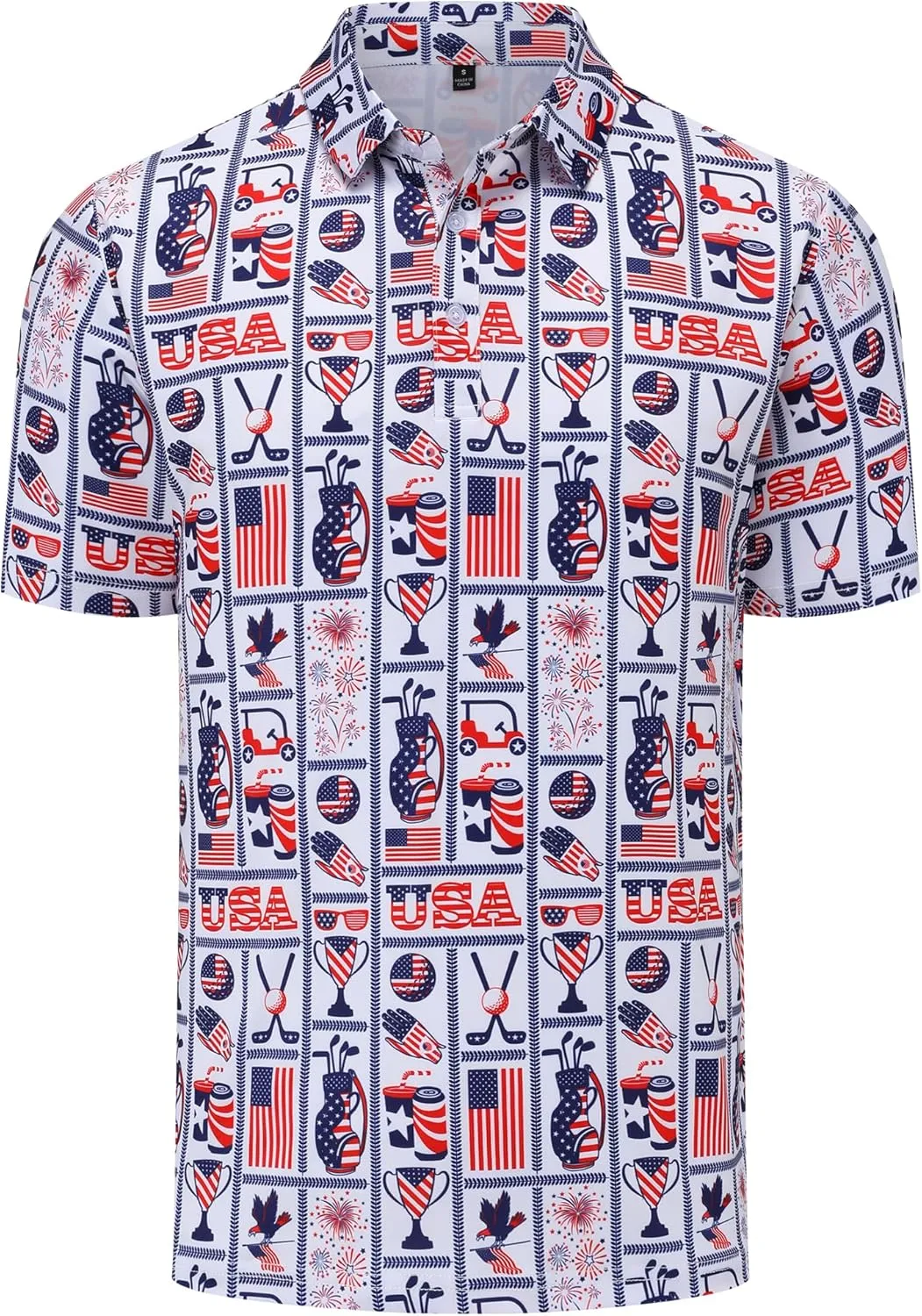 Mens Golf Polo Shirts Short Sleeve Dry Fit Print Performance Moisture Wicking Casual Funny Golf Polo Shirts for Men