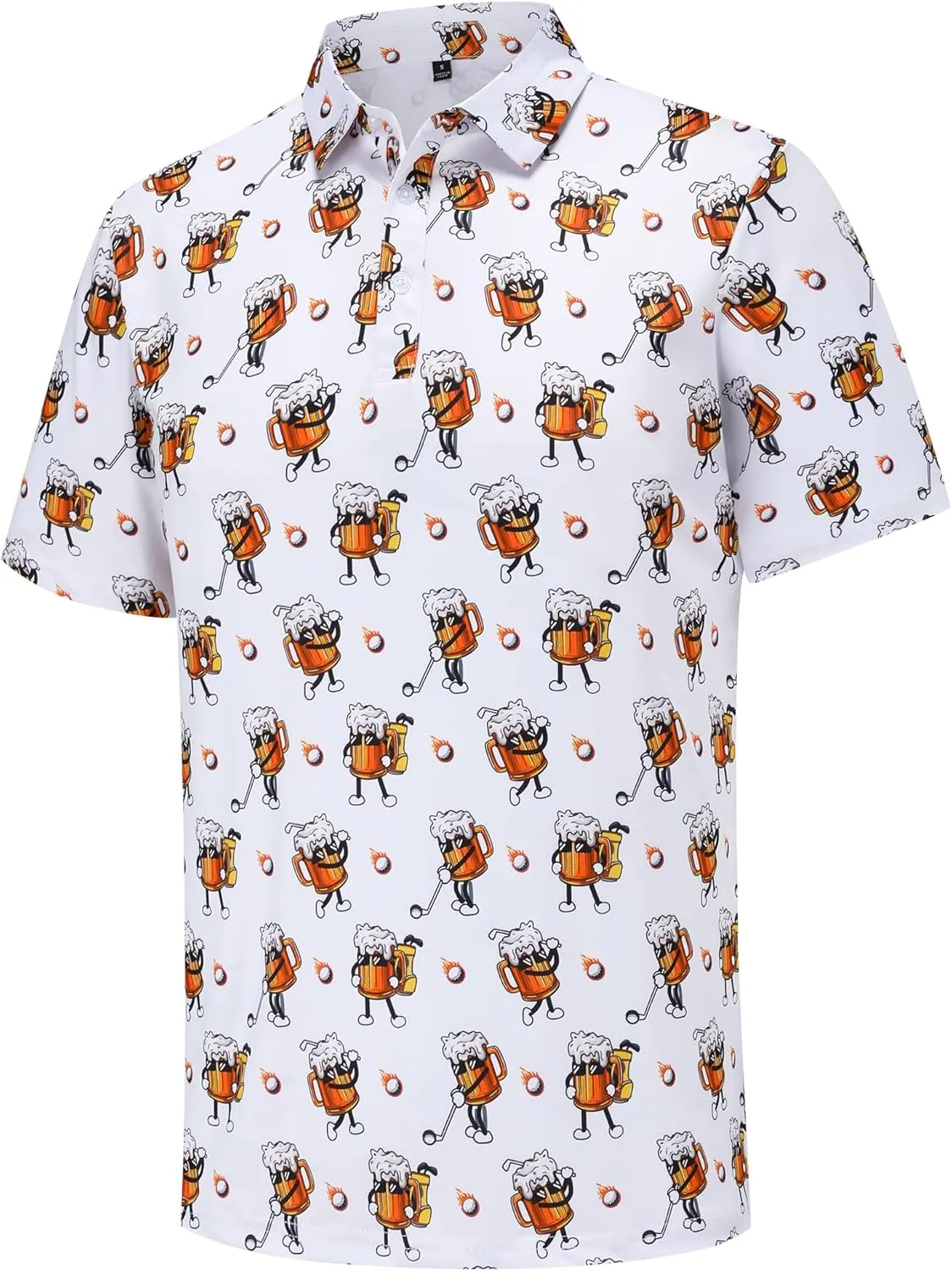 Mens Golf Polo Shirts Short Sleeve Dry Fit Print Performance Moisture Wicking Casual Funny Golf Polo Shirts for Men