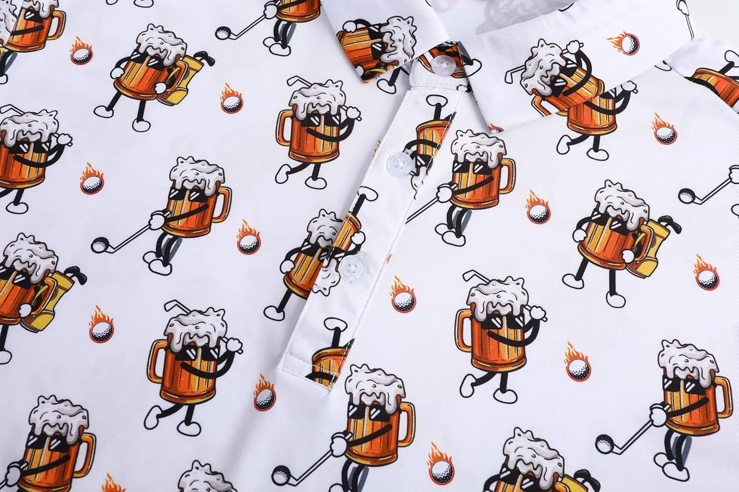 Mens Golf Polo Shirts Short Sleeve Dry Fit Print Performance Moisture Wicking Casual Funny Golf Polo Shirts for Men