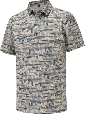 Mens Golf Polo Shirts Short Sleeve Dry Fit Print Performance Moisture Wicking Casual Funny Golf Polo Shirts for Men