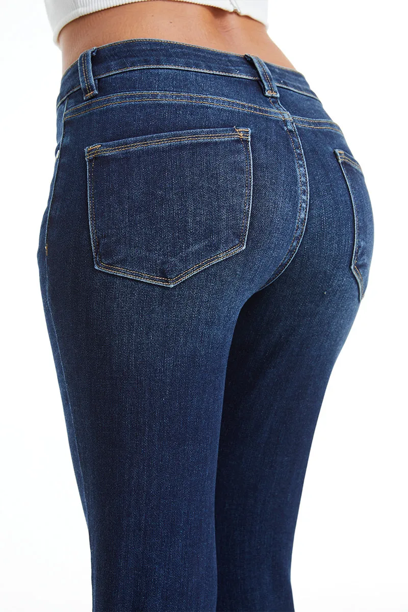 Mid Rise Straight Raw Edge Denim Jeans