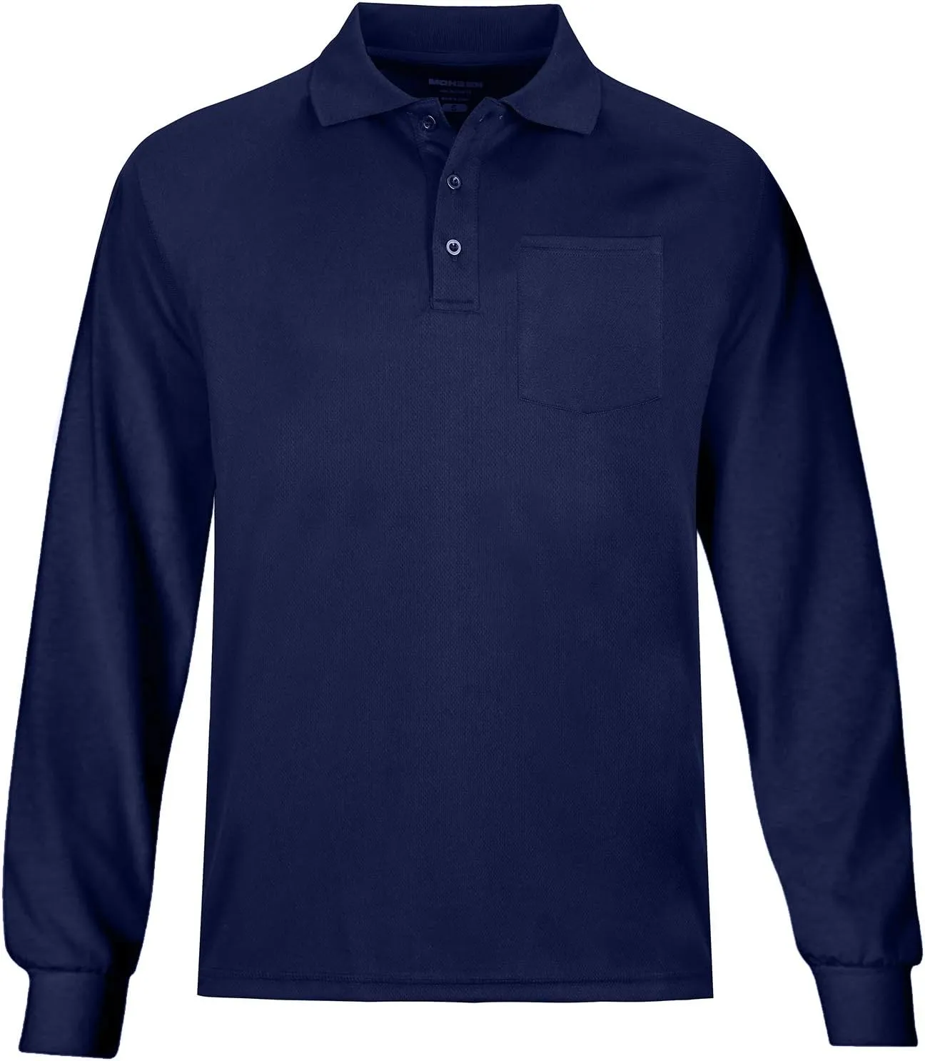 MOHEEN Men's Casual Solid Golf Shirts Outdoor Quick Dry Long Sleeve Moisture Wicking Performance Polo Shirt with Pocket