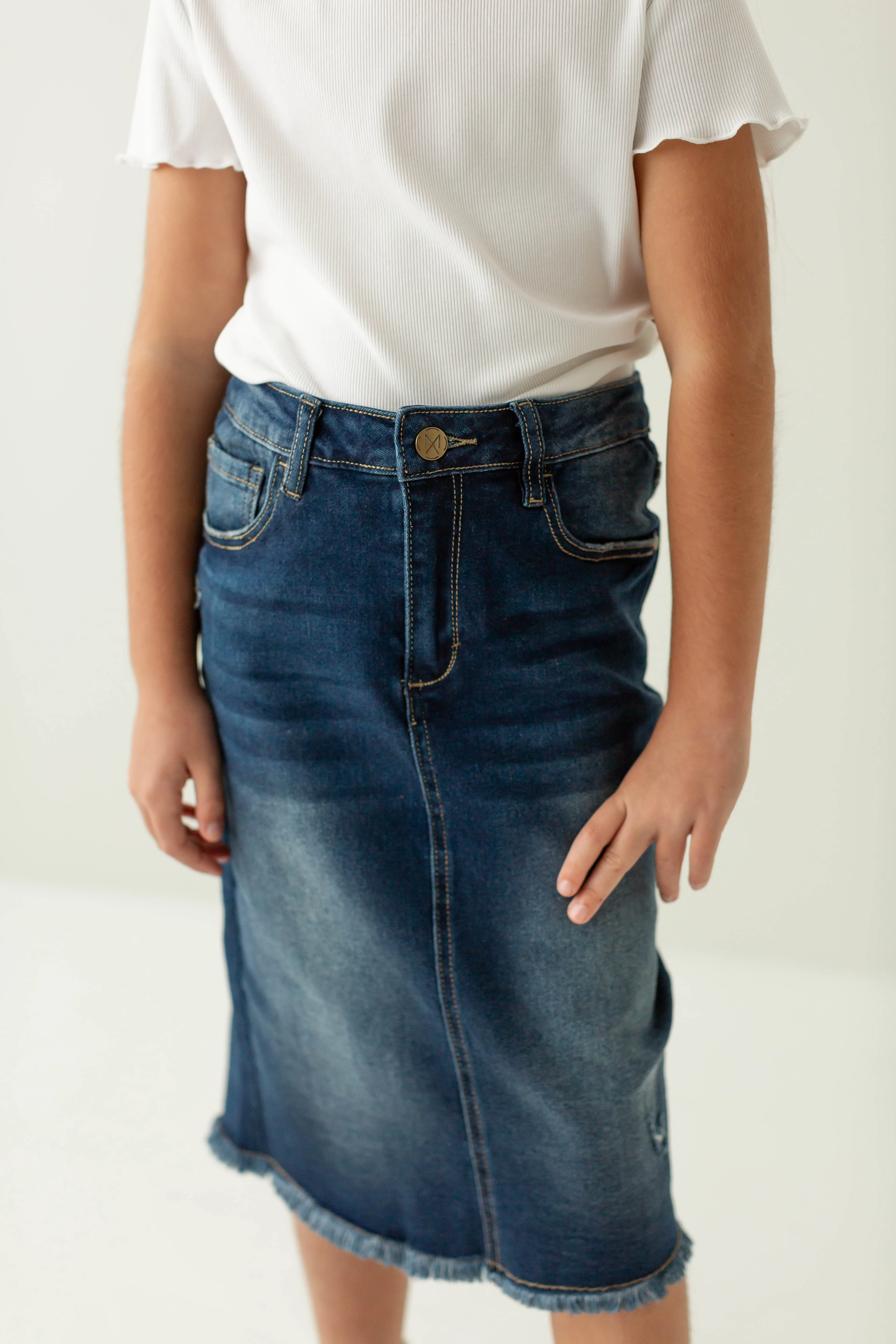 'Nala' Girl Distressed Denim Skirt