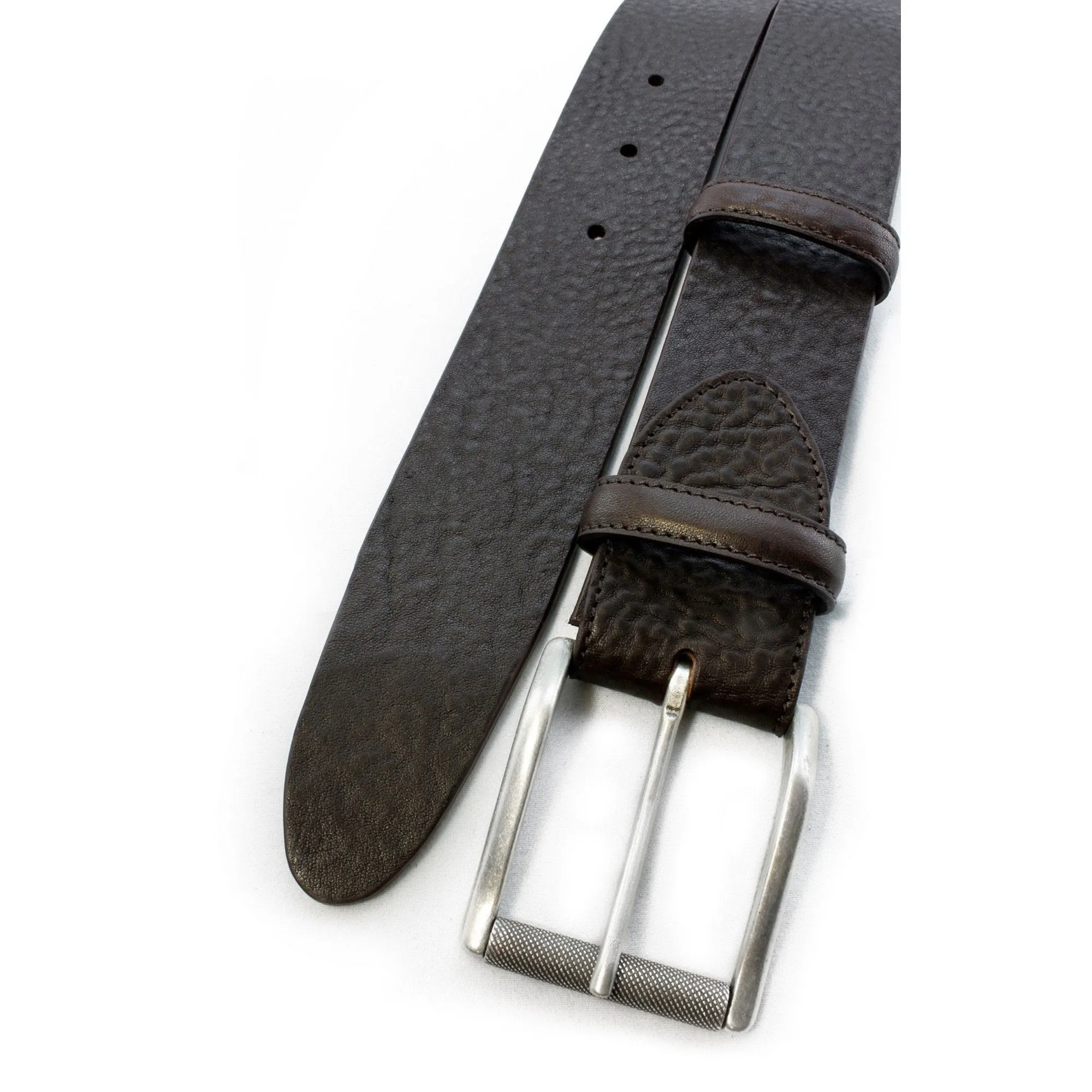 Rich brown tumbled leather belt