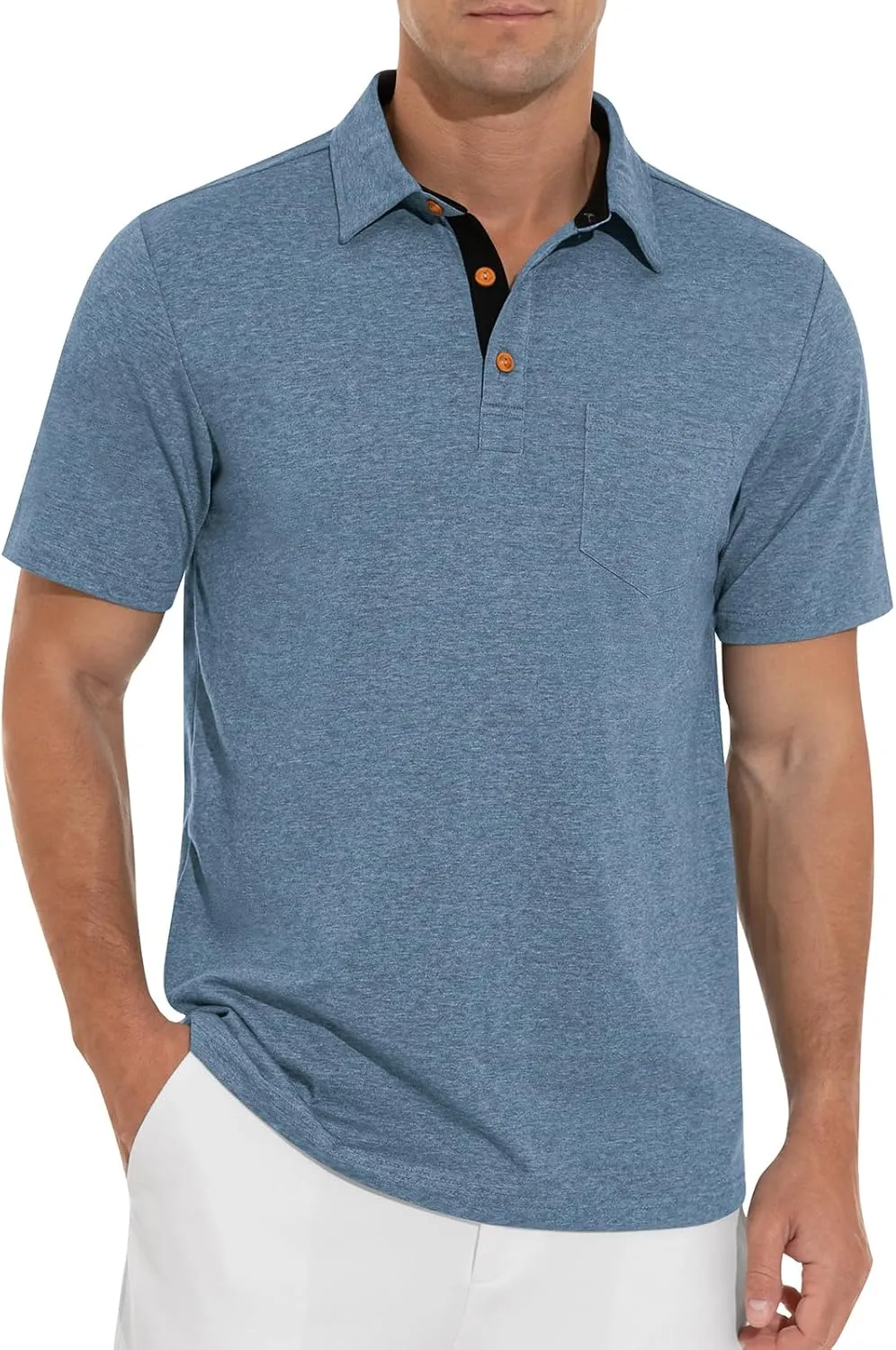 RQP Casual Polo Shirts for Men Short Sleeve Quick Dry Polo Shirts Collared T-Shirt