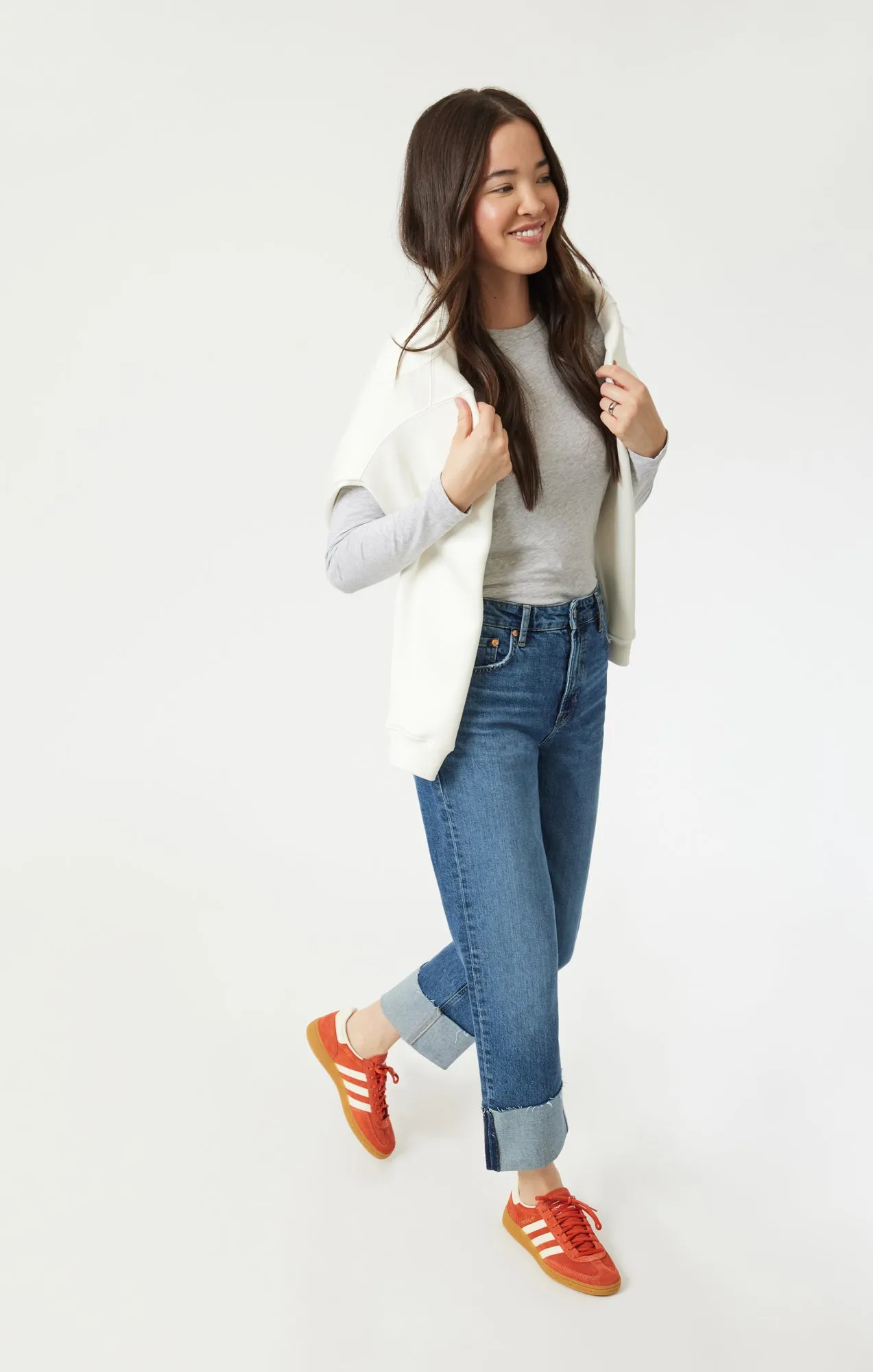 SAVANNAH CUFFED STRAIGHT LEG IN SHADED CLASSIC BLUE