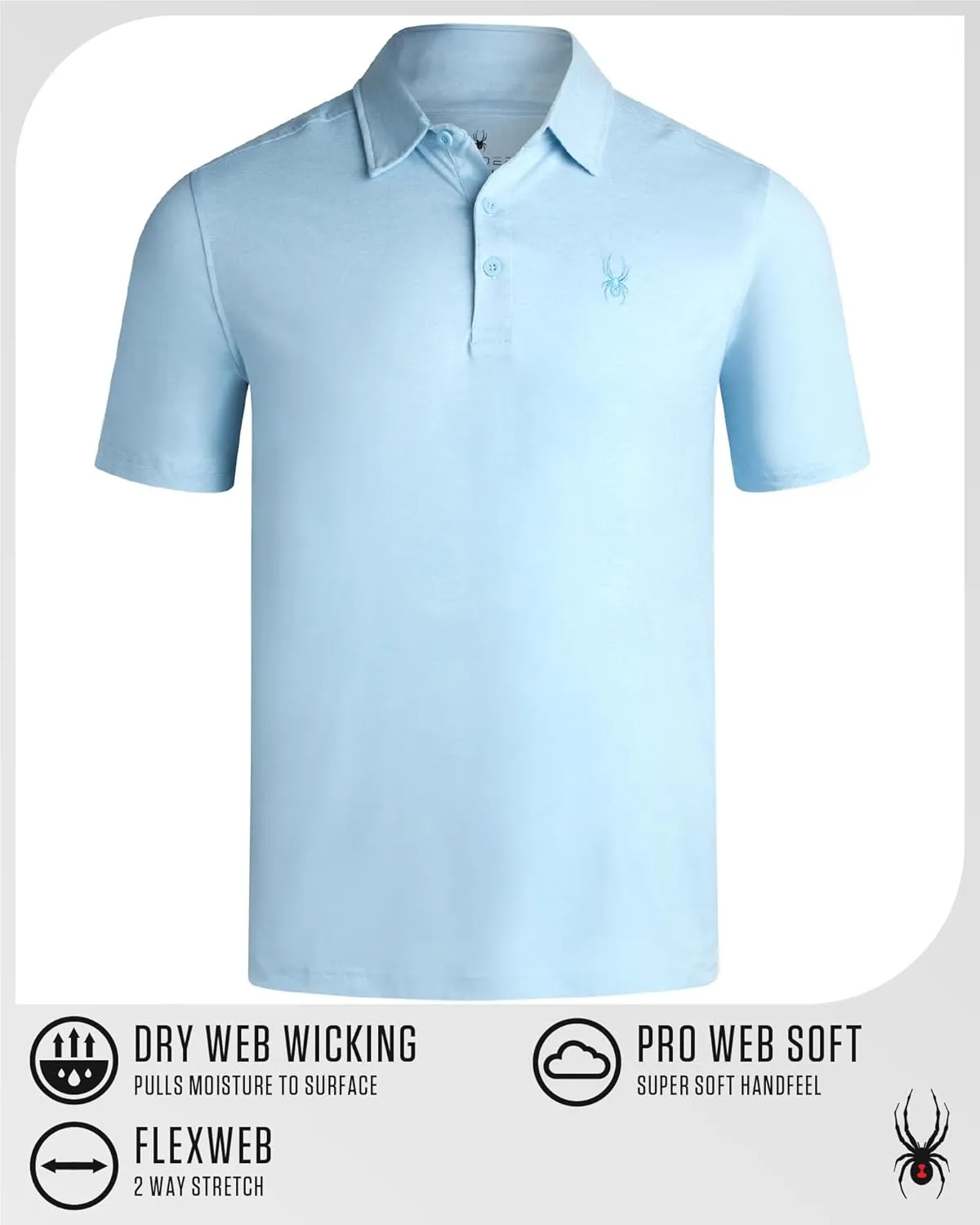 Spyder Mens Golf Polo Shirt - Super Soft Moisture Wicking Athletic Fit Performance Collared Golf Shirts for Men (Sizes: S-XL)