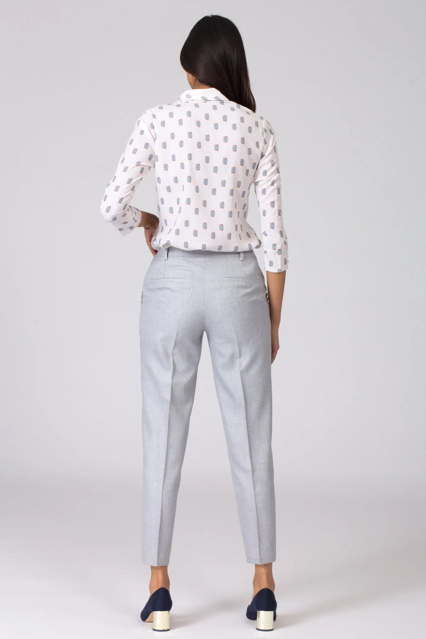 Stone Blue Trousers with Shawl Lapel Blazer