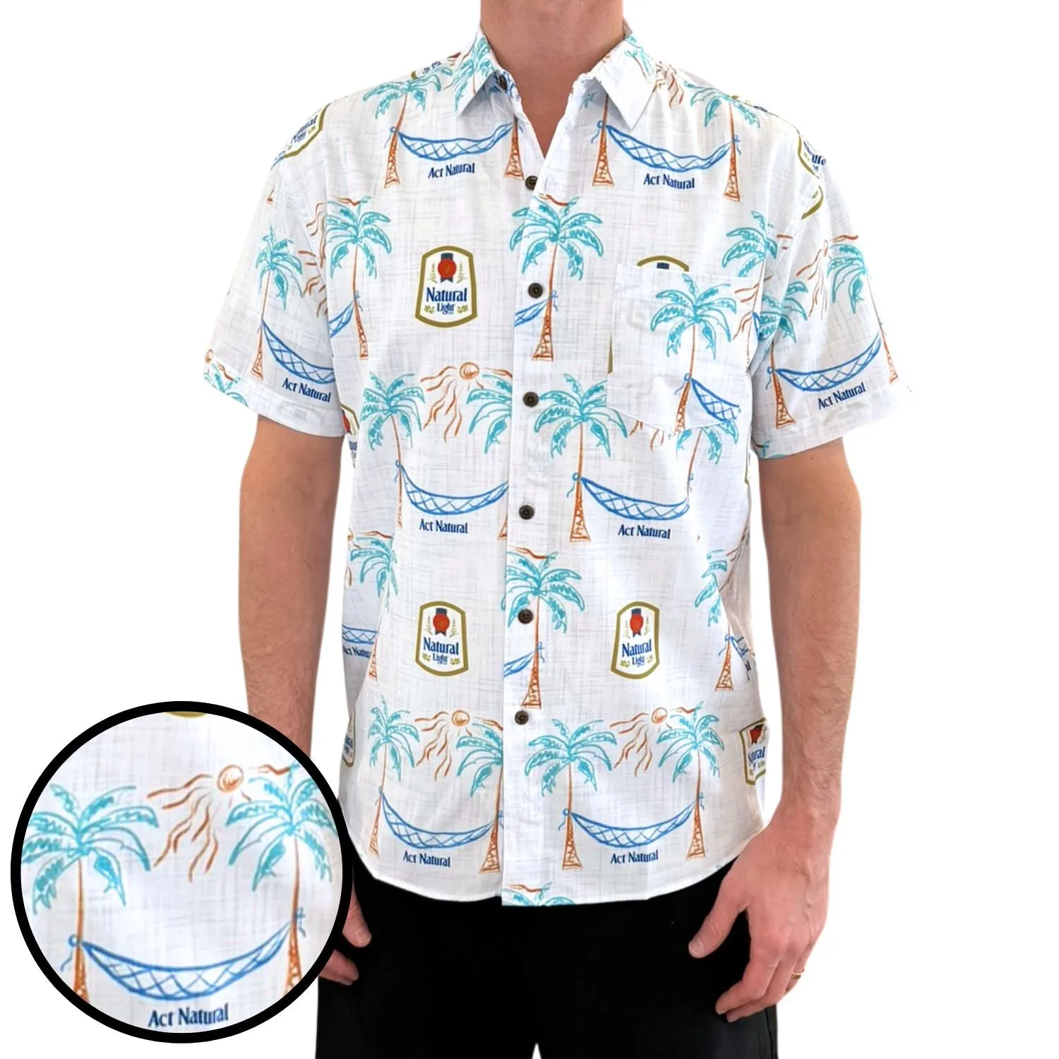 Super Stretch - Island Life Natural Light Hawaiian Shirt