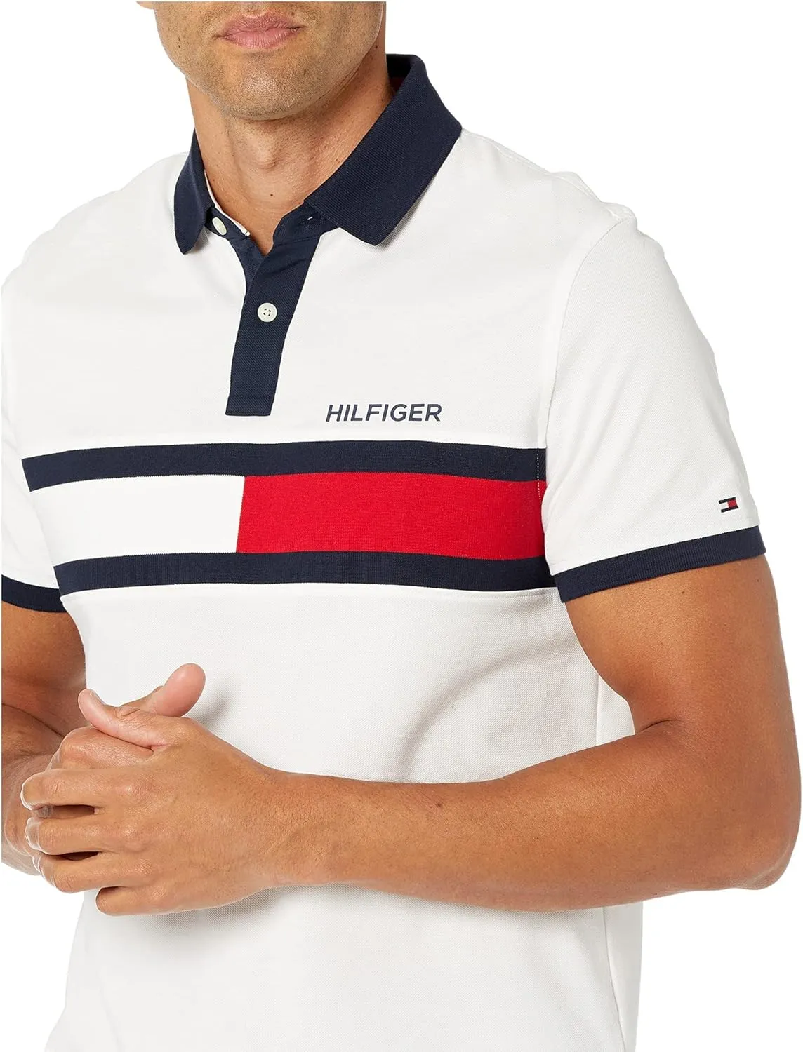 Tommy Hilfiger Men's Short Sleeve Cotton Pique Flag Polo in Regular Fit