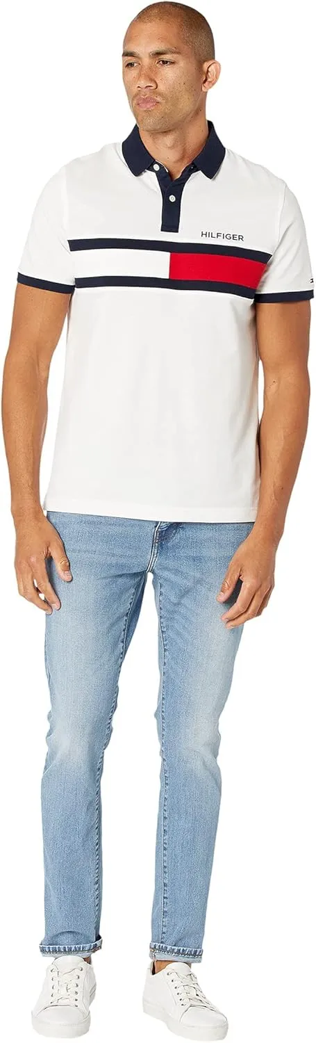 Tommy Hilfiger Men's Short Sleeve Cotton Pique Flag Polo in Regular Fit