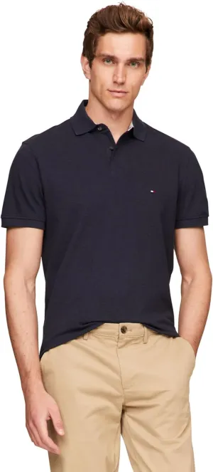 Tommy Hilfiger Men's Short Sleeve Polo Shirts in Regular Fit with Stretch and Organic Pique Cotton