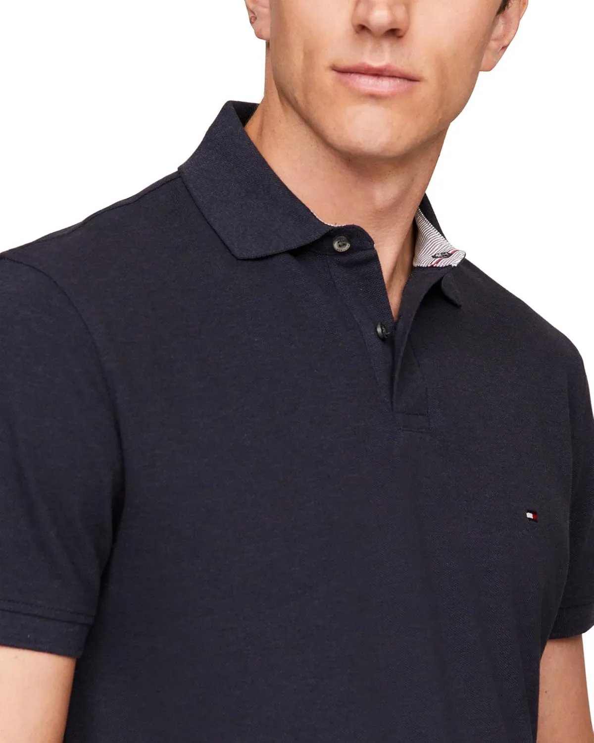Tommy Hilfiger Men's Short Sleeve Polo Shirts in Regular Fit with Stretch and Organic Pique Cotton