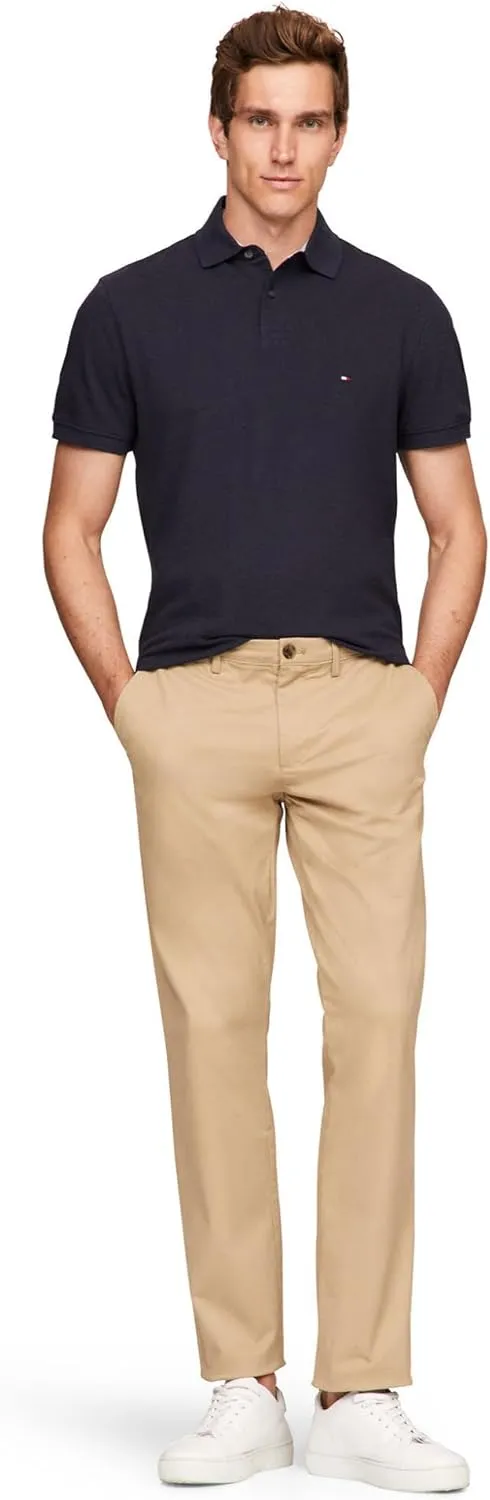 Tommy Hilfiger Men's Short Sleeve Polo Shirts in Regular Fit with Stretch and Organic Pique Cotton