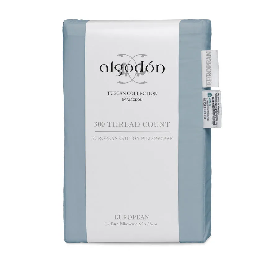 Tuscan Collection Cotton Percale European Pillowcase Faded Denim